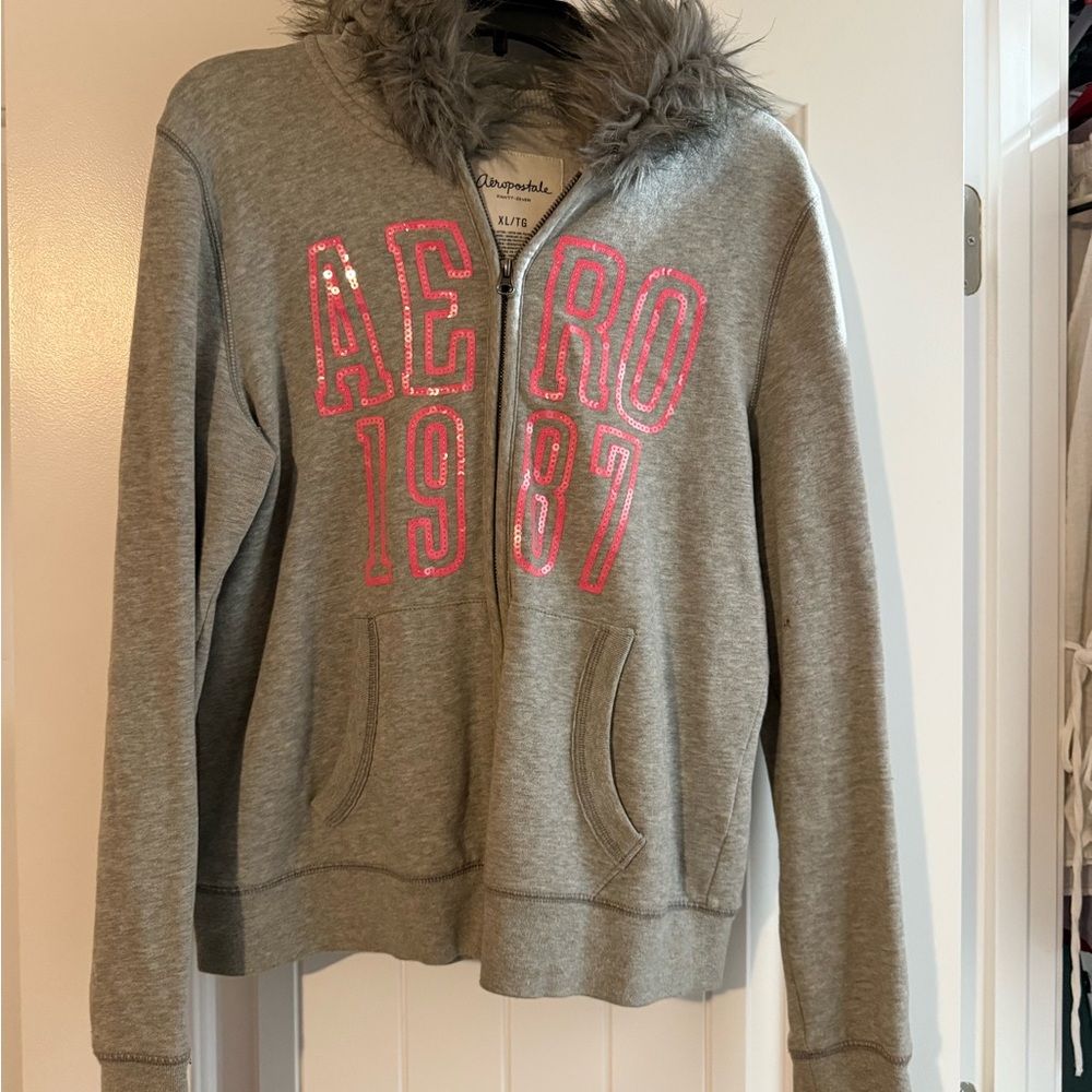 Aeropostale Gray Jacket with Pink Accents